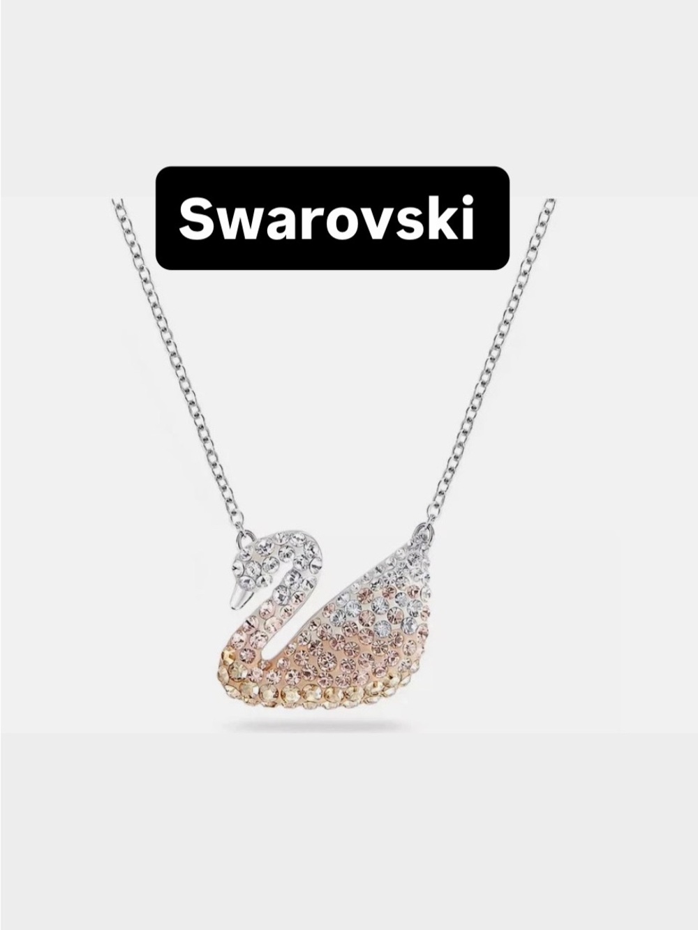 Swarovski sparkle Iconic Swan pendant, Medium, Beige, Rhodium plated NWT